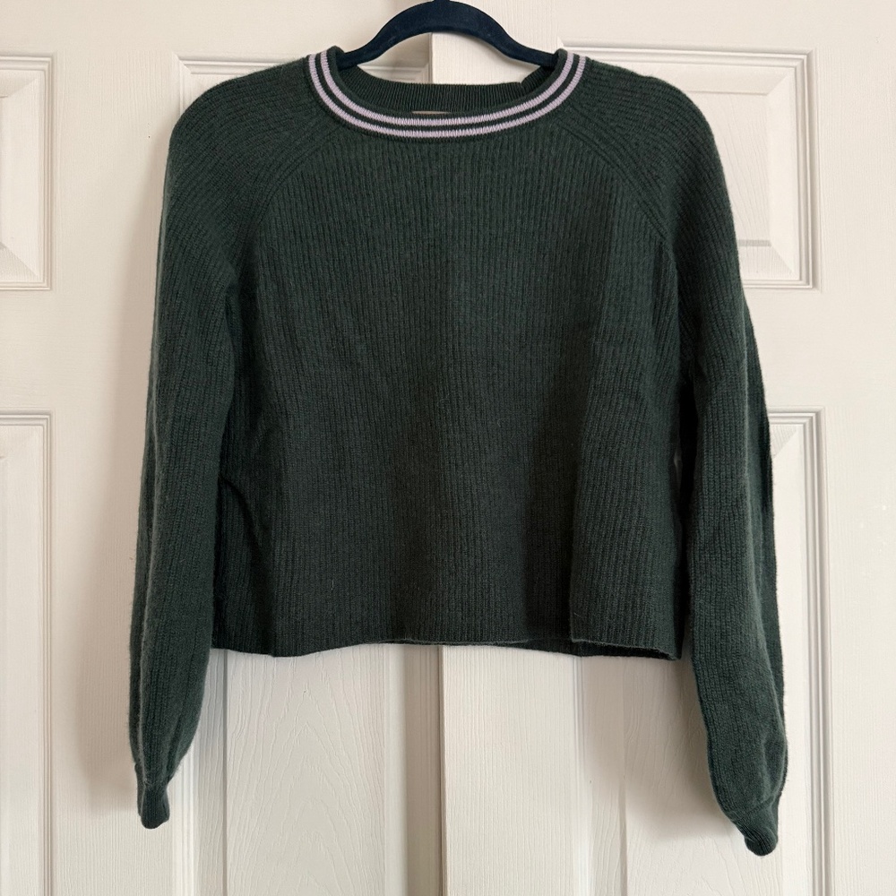 Lilla P Green Varsity Cashmere Sweater